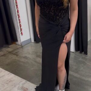 YoungLA Black Lace Prom Dress